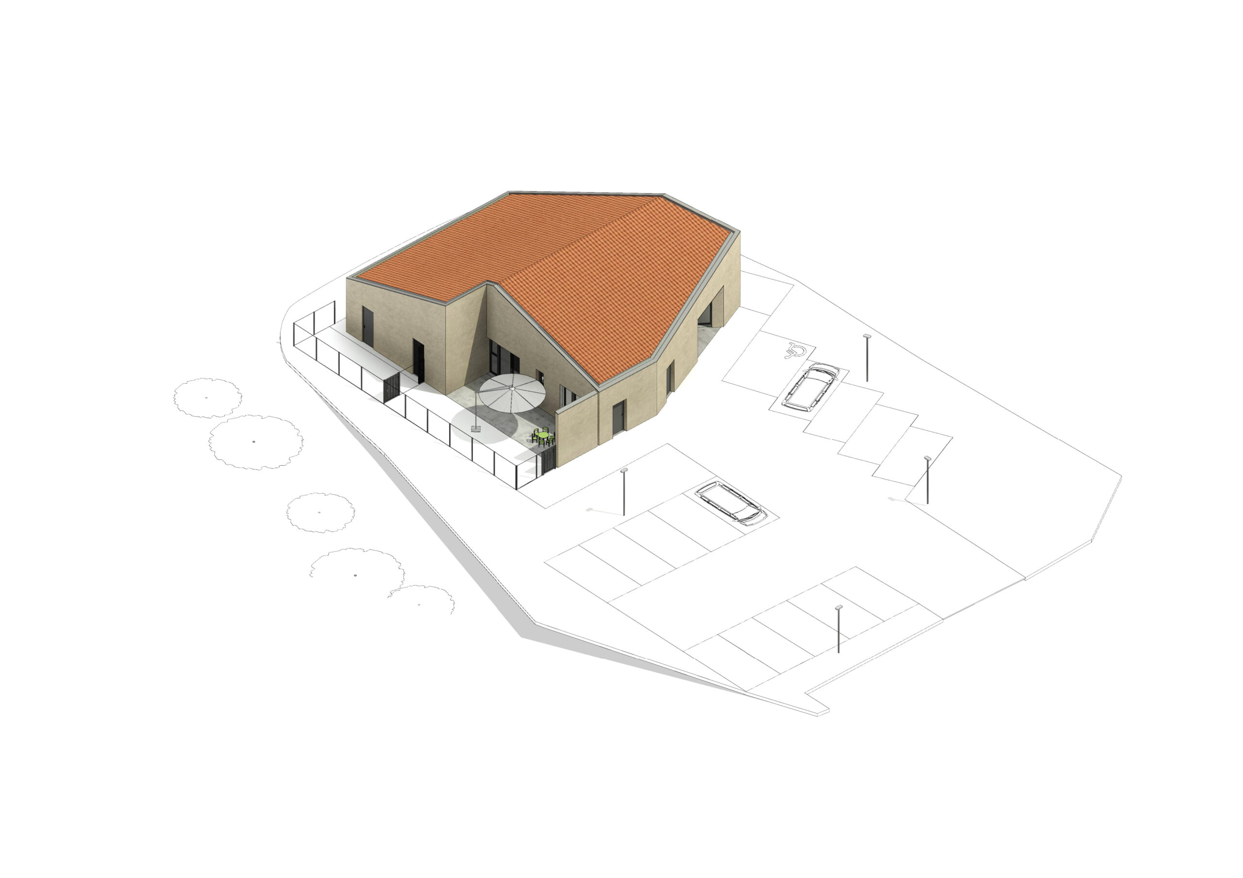 Maison d'Assistantes Maternelles de 16 places. Isolation biosourcée, laine de bois en murs et ouate de cellulose en comble. Terrasses au nord et au sud.
Projet arrêté en phase PRO par la Maîtrise d'ouvrage pour motif d'Intérêt général. 