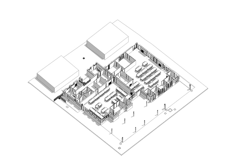 Transformation d’une cuisine en liaison chaude en cuisine pour la réalisation des repas sur place. Rénovation énergétique et réaménagement du bâtiment sauf étage partiel avec remise aux normes des sanitaires des maternelles, réalisation de sanitaires pour les primaires et création de sas thermique d’entrée
